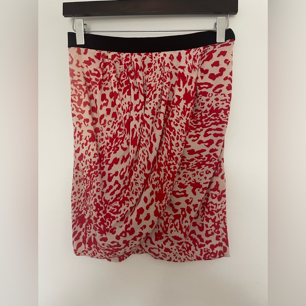 Maje Red and White Patterned Skirt